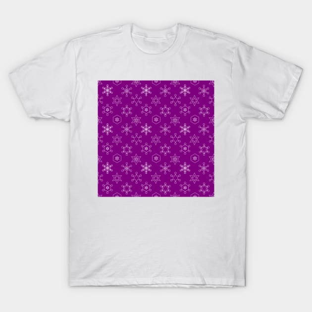 Assorted Snowflakes on Magenta Repeat 5748 T-Shirt by ArtticArlo